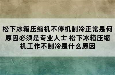 松下冰箱压缩机不停机制冷正常是何原因必须是专业人士 松下冰箱压缩机工作不制冷是什么原因